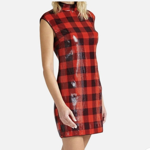 Guess NWT red black gingham dress - Picture 1 of 10